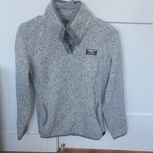 L.L. Bean Heather Gray Snap-Placket Fleece Pullover Women’s Size Small